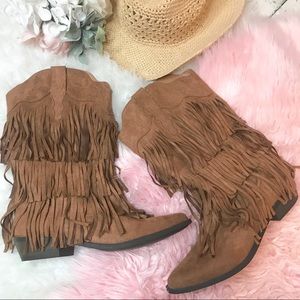Coconuts by Matisse Fringe Boho Cowboy Boots Sz 9
